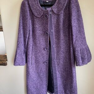 Lined Purple Boden Wool Dress Coat